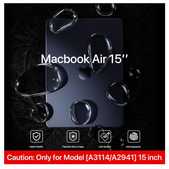 Soonjet Protective Hard Shell Case Midnight MacBook Air 15 inch Case 23-24 - Picture 9 of 9